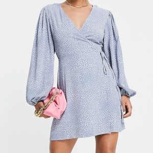 Puff Sleeve Wrap Dress